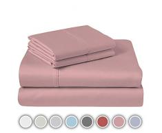 COZERI Bettlaken-Set, Fadenzahl 600, 100% Baumwolle, atmungsaktiv, weiches und seidiges Satin, für Matratzen bis zu 43 cm Tiefe Taschen, 4-teiliges Bettwäsche-Set Queen- 4 pcs Sheet Set Blassapricot