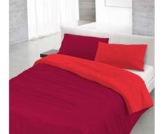 Italian Bed Linen Natural Color Doubleface Bettbezug, 100% Baumwolle, Rot/bordeaux, kleine Doppelte
