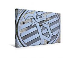 Premium Textil-Leinwand 45 x 30 cm Quer-Format Kanaldeckel Wanddekoration Brügge Belgien außergewöhnliches Wandbild Schachtabdeckung Gullydeckel Denkspiel | Wandbild, HD-Bild auf Keilrahmen, Fertigbild auf hochwertigem Vlies,