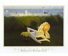 Buyartforless Cape Cod Soul by Marcia Joy Duggan 20 x 16 Foto Poster Kunstdruck Cape Cod Adirondack Stuhl gelb, Daisies Sonne Hat hohem Gras erholsamen Urlaub