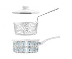 H&H 729157 Fritteuse, emailliert, 1 Griff, mit Stößel, 18 cm, Nagellack