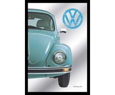 empireposter - Volkswagen - Half Beetle - GröÃe (cm), ca. 20x30 - Bedruckter Spiegel, NEU - Beschreibung: - Bedruckter Wandspiegel mit schwarzem Kunststoffrahmen in Holzoptik -