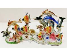 DELICATE Feng Shui Ocean mit Delfine, Schildkröten und Fische – Handgefertigt und Verziert chinesischem Porzellan, Figur 11005