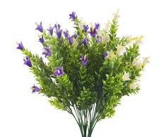 Huaesin Künstliche Blumen, 4 Stück, 2 Farben, künstliche Eukalyptusblätter, Plasitk, Blumen, Sträucher für Landhaus, Innen- und Außenbereich, Hochzeit, Friedhof, zum Aufhängen