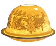 Himmlische Düfte Geschenkartikel GmbH Fachwerk Windlicht, Porzellan, Weiss, 12x12x8 cm