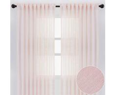 Chanasya Vorhänge aus belgischem Leinen, texturiert, für Wohnzimmer, Schlafzimmer, Fenster, Terrasse, Büro, teilweise durchsichtige Fenster, Vorhänge für Heimdekoration, 2 Stück Casual W52xH96 Inches hellrosa Farbe