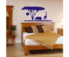 INDIGOS 4052166118750 Wandtattoo w557 Afrika / Steppe, Elefant Giraffe Wandaufkleber 120 x 59 cm, blau