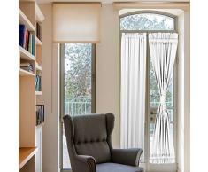 PANOVOUS Panovus Türvorhänge, schwarz, verdunkelnd, Terrassentürvorhang für Privatsphäre. Landhausstil 25Wx72L Two Panel Greyish White