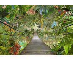 Komar Fototapete WILD Bridge Tapete, Wanddekoration, Regenwald, Dschungel, Tropic, Rainforest, Brücke, 3D-8-977, Grün, 368 x 254 cm, 8 Teile