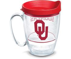 Tervis 1348022 Oklahoma Sooners Tradition Thermobecher mit rotem Deckel, 450 ml, transparent