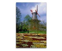Premium Textil-Leinwand 60 x 90 cm Hoch-Format Windmühle in Bremer Park | Wandbild, HD-Bild auf Keilrahmen, Fertigbild auf hochwertigem Vlies, Leinwanddruck von Lothar Reupert