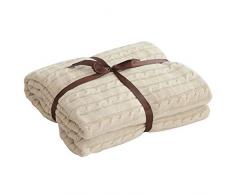 MOOJIIN Moonjiin Überwurf, 100% Baumwolle, massives Zopfmuster, wendbar, weich, luxuriös, für Zuhause, Dekoration, Bett, Sofa, Sessel 72x79 beige