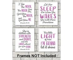 Gabrielle s Choice Religiöse Wand Decor für Mädchen Schlafzimmer – Set von 4 Prints 20,3 x 25,4 cm Motivational gerahmt Art Wand für Den Liebsten.