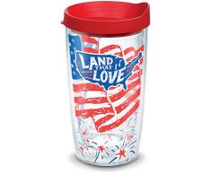 Tervis Thermobecher mit Deckel und rotem Deckel 16oz farblos