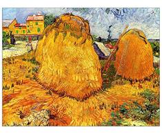 ArtPlaza Van Gogh Vincent - Haystacks in Provence II, Dekorative Paneele, Holz, Mehrfarbig, 80 x 1.8 x 60 cm