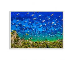 Küstenfoto Ozeanboote Hellblau Grün Wandtafel 10x15 Wandschild