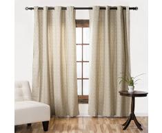 LinenTablecloth 142 x 248 cm Verdunkelungsvorhang, filigran, elfenbeinfarben/Grün