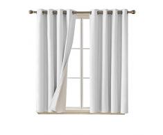 Deconovo Verdunklungsvorhänge mit 3 Durchgängen Beschichtung Thermoisoliert Raumverdunklung Vorhang Vorhänge für Wohnzimmer 2er Set Vorhang Paneele, Polyester-Mischgewebe, Star White, 52 x 45 Inch