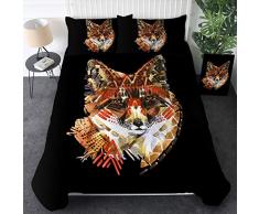 Sleepwish Fuchs Bettwäsche für Kinder und Erwachsene Waldtiere, 3-teiliges Bettwäscheset, weicher Doona-Bezug mit Reißverschluss Twin Tribal Geometric
