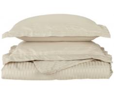 Superior 1500er-Serie Super-Weiches und knitterfreies 2-teiliges Bettwäsche-Set, 100% gebürstete Mikrofaser, Satin-Streifen, Einzelbett, Hellbraun