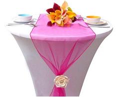 SARVAM FASHION Tischläufer aus Organza, 30,5 x 274 cm, für Hochzeit, Empfang oder Party-Dekoration Fuchsia