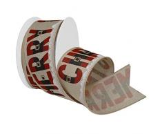Morex Dekoband Weihnachtsmann, französischer Draht, Polyester, 6,4 cm x 20 m, Natur/rot, Art. 7601.60/20-004 Weihnachtszeitband, 5,7 cm x 7,9 m