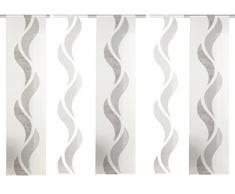 Home Fashion Welle Schiebevorhang Set, Stoff, Braun, 245 x 60 cm, 5-Einheiten