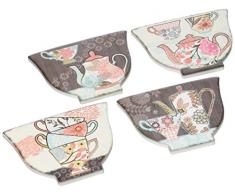 Villa d Este Home Tivoli Poggiami Set 4 Untersetzer Teekanne, Keramik, Mehrfarbig, 4 Einheiten