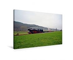Premium Textil-Leinwand 90 x 60 cm Quer-Format Feuer Wasser Kohle - Dampflokomotiven der Deutschen Reichsbahn | Wandbild, HD-Bild auf Keilrahmen, Fertigbild auf hochwertigem Vlies, Leinwanddruck von Wolfgang Gerstner