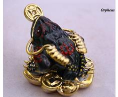 Drei Sie die Beine Reichtum Kröte – Geld Frosch Feng Shui Chinesische Porzellan, Figur 2048., porzellan, grün, Height x Width x Depth: 2.0 x 2.0 x 1.8 inches