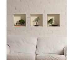 Sticker 3D Effekt | Wandaufkleber Bonsai - Tapete Dekoration optische Täuschung Raum und Wohnzimmer | 30 x 90 cm