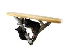 Schwarz Forest Bear Cubs Deko Wand Skulptur W/Holz Regal