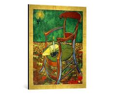 Gerahmtes Bild von Vincent Van Gogh Gauguins Stuhl mit Kerze, Kunstdruck im hochwertigen handgefertigten Bilder-Rahmen, 50x70 cm, Gold Raya
