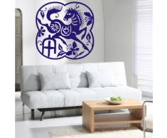 INDIGOS 4052166083058 Wandtattoo w466 Tierzeichen Pferd Wandaufkleber 120 x 119 cm, blau