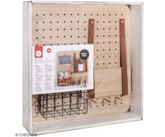 Rayher 62878000 Pin & Peg Starter Set, 40 x 40 x 2,5 cm, Board, inklusiv Zubehör, Ordnungssystem, Lochwand, Lochplatte, Holzregal, Wandregal mit Regalboden, Drahtkorb und Aufhängern