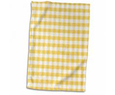 Hand-/Sporthandtuch, 3D-Rose, Gingham-Muster, kariert, Landhausstil, Landhausstil, 38,1 x 55,9 cm, Gelb/Weiß