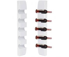 Gr8 Home 2008033 White Weinflaschenregal für 5 Flaschen, Holz, platzsparendes Regal zur Wandmontage, stapelbar, weiß, Large