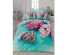 Cotton Box Bettwäsche-Set für Doppelbett 200 x 220 cm Turchese Bianco Fucsia Marrone