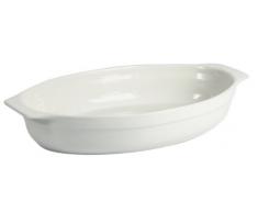 Crealys 512722 Auflaufform, oval, mit Griffen, Keramik, 35,5 x 20 x 6 cm, Weiß