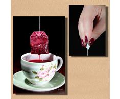 Quique Foto-Wanddeko, Set von 2 Metalldruckbildern, Wandkunst für Esszimmer, Küche, oder Bar-Dekor Modern Tee I