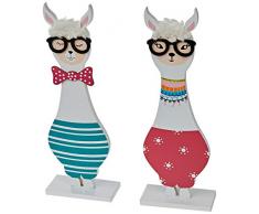 Mopec Figur Flamme aus Holz mit Brille, 2er-Sortiment, 31 cm, mehrfarbig, Einheitsgröße, 2 Stück