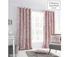 Catherine Lansfield Crushed Velvet Ösenvorhang, Polyester, Blush, 168x183cm