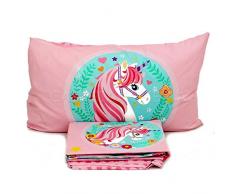 Unicorno Einhorn Bettwäsche-Set für Einzelbett, Rosa, 150 x 290