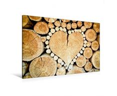 Calvendo Premium Textil-Leinwand 120 cm x 80 cm quer, Herz Holzmaserung | Wandbild, Bild auf Keilrahmen, Fertigbild auf echter Leinwand, Leinwanddruck Menschen Menschen