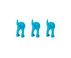 Ikea Haken-Set für Hüte, Mäntel, Schlüssel, Design: Hundeschwanz, Wandmontage, 3 Stück blau