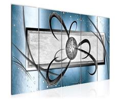 Bilder Abstrakt Wandbild 200 x 80 cm Vlies - Leinwand Bild XXL Format Wandbilder Wohnzimmer Wohnung Deko Kunstdrucke Blau 5 Teilig - MADE IN GERMANY - Fertig zum Aufhängen 101155b
