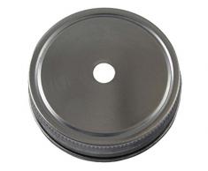 Stainless Steel Straw Hole Tumbler Lids for Mason, Ball, Canning Jars (5 Pack, Regular Mouth) by Mason Jar Lifestyle