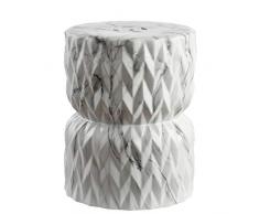 Jonathan Y TBL1021A Chevron Drum 44,5 cm weiß Marmor-Finish Keramik Gartenhocker