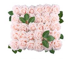 Anseal Künstliche Rosen 60 Stück künstliche Rosen Real Look Künstliche Schaumrosen Dekoration DIY für Hochzeitssträuße Tafelaufsätze Arrangements Baby Dusche Party Home Dekoration 60pcs elfenbeinfarben