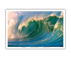 Pacifica Island Art Morning Light Hawaii Big Surf Wave von Original Fotografie Paul Topp Kunstdruck 12 x 18 in Mehrfarbig